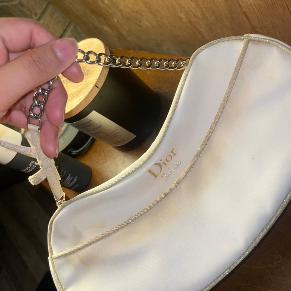Dior White and Gold cosmetic bag